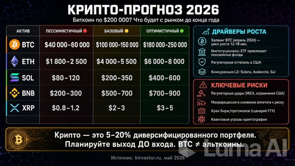 Биткоин по 0 000? Что будет с криптой до конца 2026 года